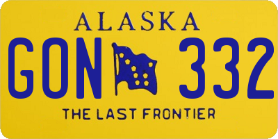 AK license plate GON332