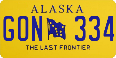 AK license plate GON334