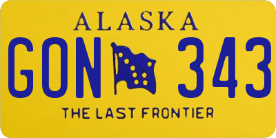 AK license plate GON343