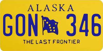 AK license plate GON346