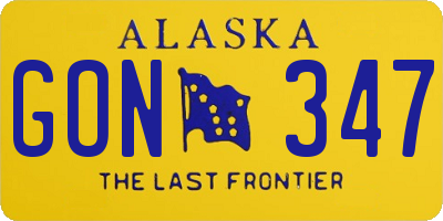 AK license plate GON347