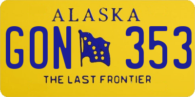 AK license plate GON353