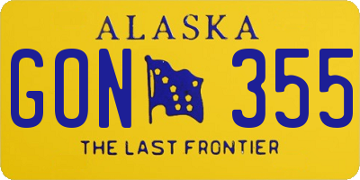 AK license plate GON355
