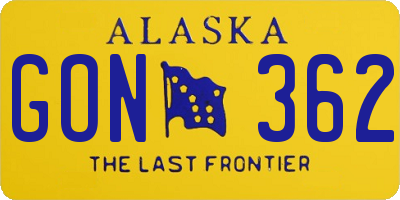 AK license plate GON362
