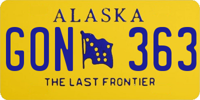 AK license plate GON363