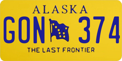 AK license plate GON374