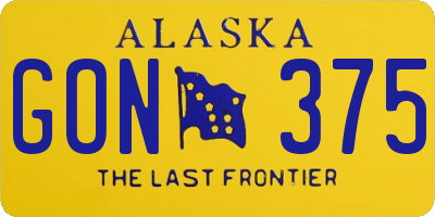 AK license plate GON375