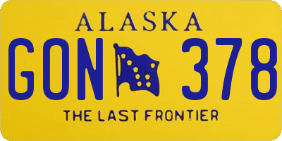 AK license plate GON378
