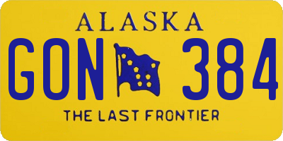 AK license plate GON384