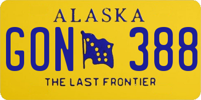 AK license plate GON388