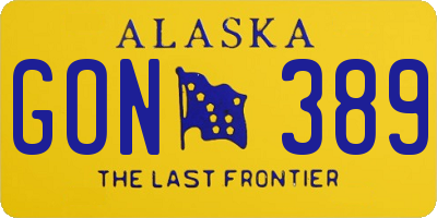 AK license plate GON389
