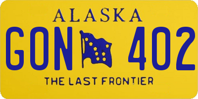 AK license plate GON402