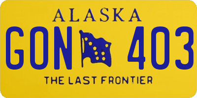 AK license plate GON403