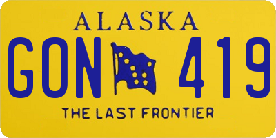 AK license plate GON419