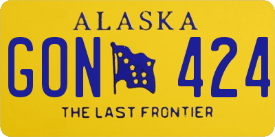 AK license plate GON424