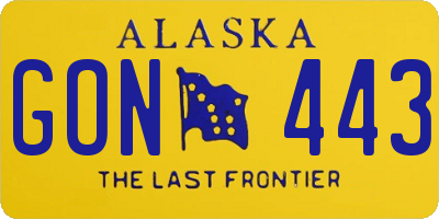 AK license plate GON443