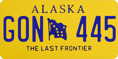 AK license plate GON445