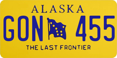 AK license plate GON455