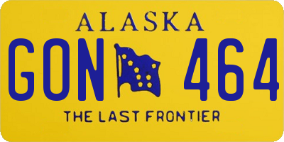 AK license plate GON464