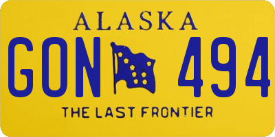 AK license plate GON494