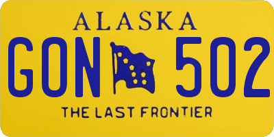 AK license plate GON502