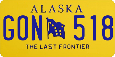 AK license plate GON518