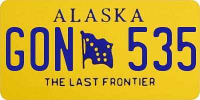 AK license plate GON535