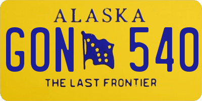 AK license plate GON540