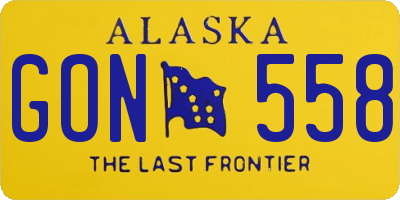 AK license plate GON558