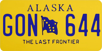 AK license plate GON644