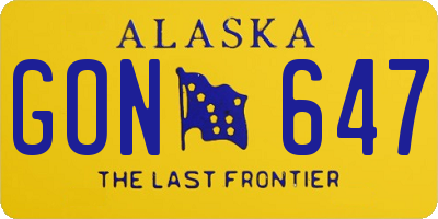 AK license plate GON647