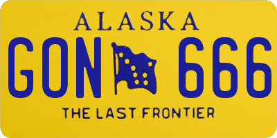 AK license plate GON666