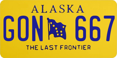 AK license plate GON667