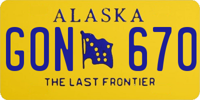 AK license plate GON670