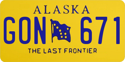 AK license plate GON671