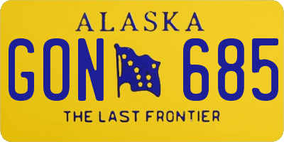 AK license plate GON685
