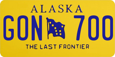 AK license plate GON700