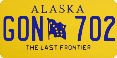 AK license plate GON702