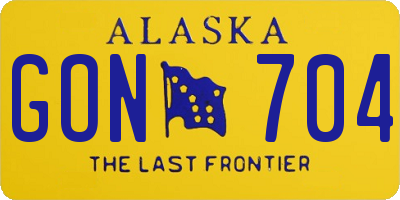 AK license plate GON704