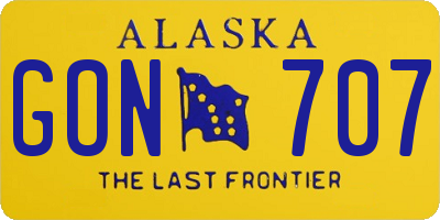 AK license plate GON707