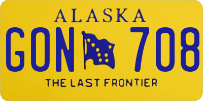 AK license plate GON708