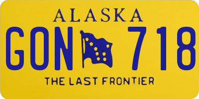 AK license plate GON718