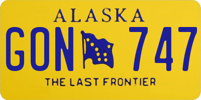 AK license plate GON747