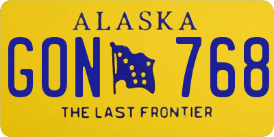 AK license plate GON768