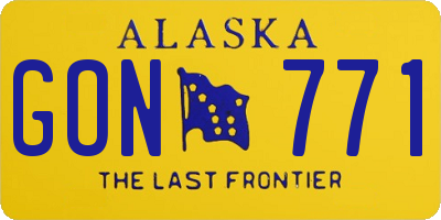 AK license plate GON771
