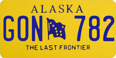 AK license plate GON782