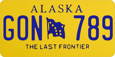 AK license plate GON789