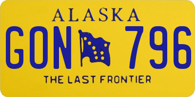 AK license plate GON796