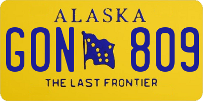 AK license plate GON809