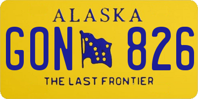 AK license plate GON826
